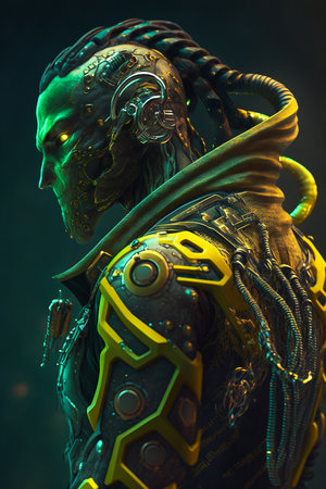 Digital artwork of sci-fi cyberpunk characterの素材