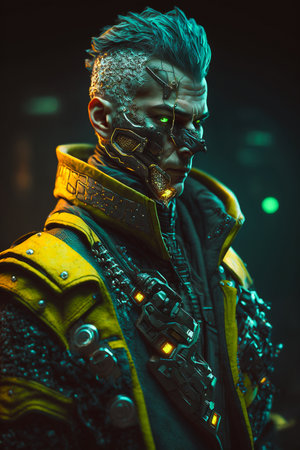 Digital artwork of sci-fi cyberpunk characterの素材