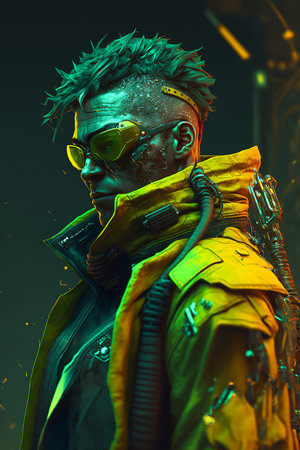 Digital artwork of sci-fi cyberpunk characterの素材