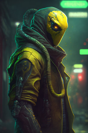 Digital artwork of sci-fi cyberpunk characterの素材