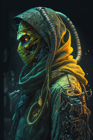 Digital artwork of sci-fi cyberpunk characterの素材