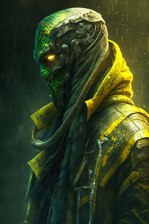 Digital artwork of sci-fi cyberpunk characterの素材