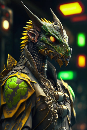 Digital artwork of sci-fi cyberpunk characterの素材