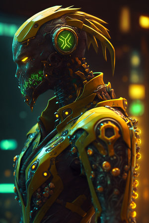 Digital artwork of sci-fi cyberpunk characterの素材