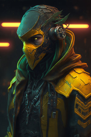 Digital artwork of sci-fi cyberpunk characterの素材