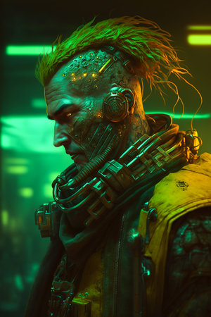 Digital artwork of sci-fi cyberpunk characterの素材