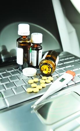 Buying medicine on-lineの写真素材