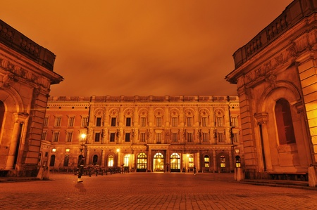 Stockholm, Sweden - 12 Dec, 2011: Night view of Royal Palace (Stockholms slott or Kungliga slottet), the official residence and major royal palace of the Swedish monarchのeditorial素材