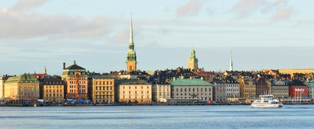 Stockholm, Sweden - 15 Dec, 2011: Architectural panorama of Gamla Stan, the old town of Stockholm in winterのeditorial素材