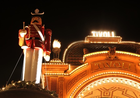 Copenhagen, Denmark - 18 Dec, 2011: Architectural detail of Tivoli Gardens entrance at Christmas (Copenhagen, Denmark)のeditorial素材