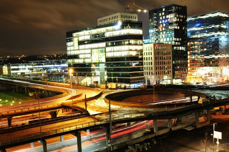 Oslo, Norway - 16 Dec, 2011: Night view of construction site in central Oslo
