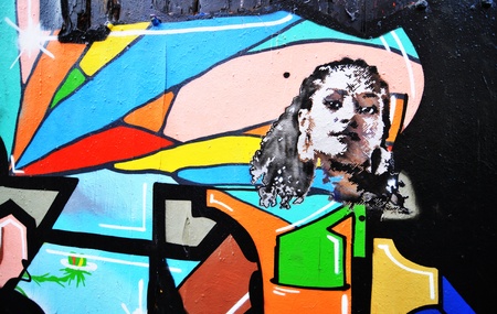 Copenhagen, Denmark - 19 Dec, 2011: Abstract colorful graffiti detail in the Green District of Copenhagenのeditorial素材