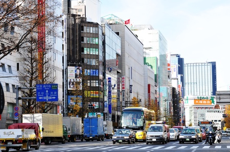 Tokyo, Japan - 28 Dec, 2011: Generic view of modern architecture and traffic in Shinjuku, one of the...