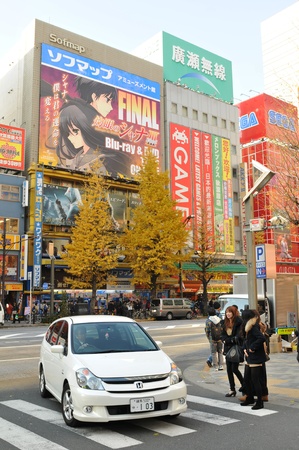 Toyko, Japan - 28 December, 2011: Street life in Akihabara, a major shopping area for electronicsのeditorial素材