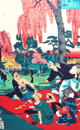 Tokyo, Japan - 02 January, 2012: Traditional Japanese painting in Asakusa district, Tokyo のeditorial素材