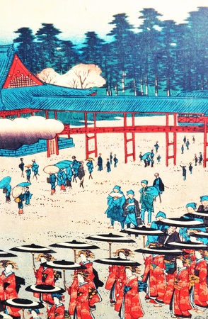 Tokyo, Japan - 02 January, 2012: Traditional Japanese painting in Asakusa district, Tokyo のeditorial素材