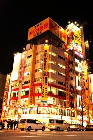 Tokyo, Japan - 28 December, 2011: Night view of Akihabara - electric town, major commercial district of Tokyoのeditorial素材