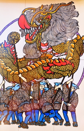 Tokyo, Japan - 02 January, 2012: Traditional Japanese painting in Asakusa district, Tokyo のeditorial素材