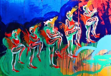 Tokyo, Japan - 30 December, 2011: Detail of colorful graffiti in Asakusa district, Tokyoのeditorial素材