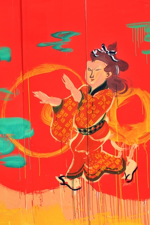 Tokyo, Japan - 30 December, 2011: Detail of colorful graffiti in Asakusa district, Tokyoのeditorial素材