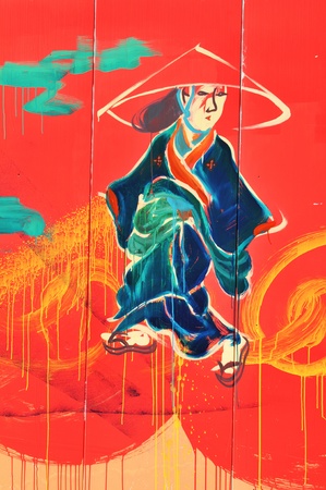 Tokyo, Japan - 30 December, 2011: Detail of colorful graffiti in Asakusa district, Tokyoのeditorial素材