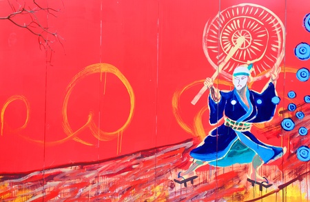 Tokyo, Japan - 30 December, 2011: Detail of colorful graffiti in Asakusa district, Tokyoのeditorial素材