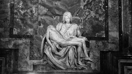 Rome, Italy - 28 March, 2012: The famous La Pieta sculpture by Michelangelo inside San Pietro (Saint Peter) basilica in Vaticanのeditorial素材