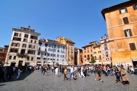 Rome, Italy - 29 March, 2012: Tourists sightseeing Piazza della Rotonda, major touristic attraction in the historic centre of Romeのeditorial素材