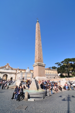 Rome, Italy - 30 March, 2012: Tourists visiting Piazza del Popolo (Peopleのeditorial素材