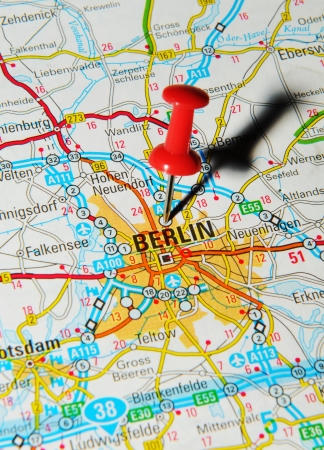 London, UK - 13 June, 2012: Berlin, Germany marked with red pushpin on Europe map.のeditorial素材