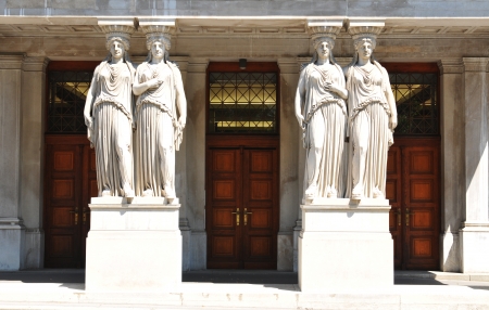 Vienna, Austria - June, 2011: Architectural detail of the Austrian Parliament building in Vienna, Austriaのeditorial素材