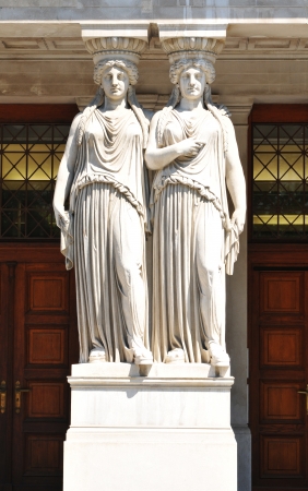 Vienna, Austria - June, 2011: Architectural detail of the Austrian Parliament building in Vienna,...