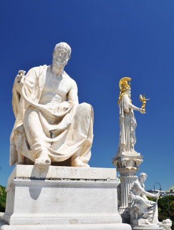Vienna, Austria - June, 2011: Architectural detail of the Austrian Parliament building in Vienna, Austria のeditorial素材
