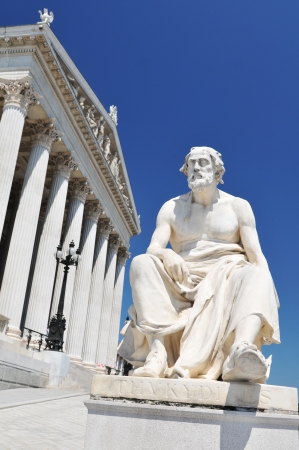 Vienna, Austria - June, 2011: Architectural detail of the Austrian Parliament building in Vienna, Austria のeditorial素材
