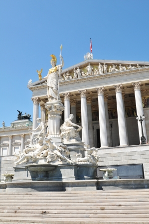 Vienna, Austria - June, 2011: Architectural detail of the Austrian Parliament building in Vienna, Austria のeditorial素材