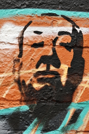 London, UK - March, 2011: Abstract graffiti portrait in the suburbs of London のeditorial素材