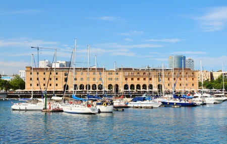 Barcelona, Spain - 6 July, 2012: Panorama of the Catalonia History Museum (Museum d,Història de Catalunya) major touristic landmark located in Barceloneta districtのeditorial素材