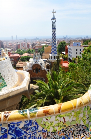 Barcelona, 06 July, 2012: Architectural detail of the famous Park Guell, architectural landmark designed by the famous architect Antonio Gaudiのeditorial素材