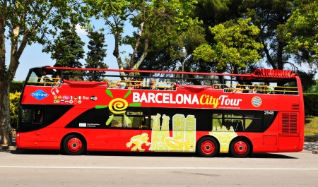 Barcelona, Spain - 7 July, 2012: Barcelona City tour bus sightseeing the Spanish capital cityのeditorial素材