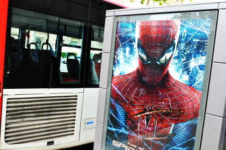 Barcelona, Spain - 06 July, 2012: Street advertisement for the new Spiderman movieのeditorial素材