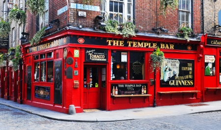 Dublin, Ireland - 30 March, 2013 - Temple Bar is a famous landmark in Dublins cultural quarter visited by thousands of tourists every year のeditorial素材