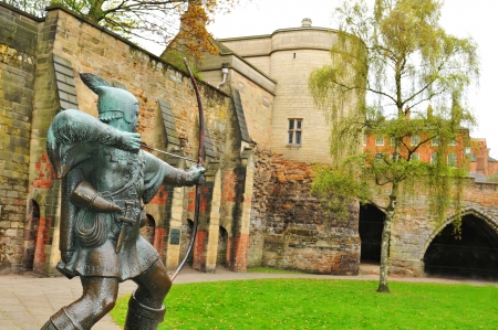 Robin Hood statue in Nottingham, UK のeditorial素材