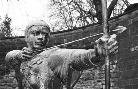 Robin Hood statue in Nottingham, UK の写真素材