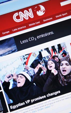 LONDON, UK - FEBRUARY 6, 2011: Close up of the Cable News Network (CNN) website on laptop screenのeditorial素材