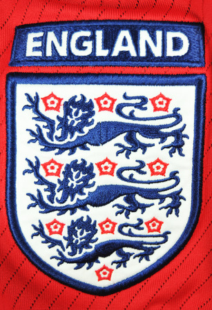 LONDON, UK - MARCH 8, 2011: Detail of England national football/rugby team logo on T-shirt (illustrative editorial)のeditorial素材