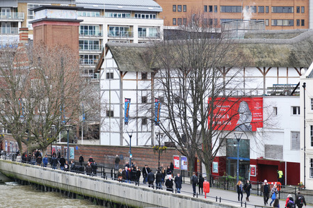 LONDON, UK - MARCH 5, 2011: Tourists visit the Shakespeare\'s Globe, major historical and cultural landmark in London, UKのeditorial素材