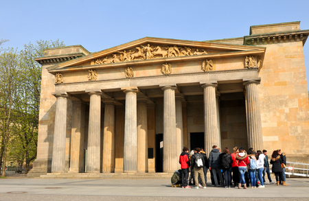 BERLIN, GERMANY, MARCH 30, 2014. Group of tourists visit museum in Berlin, Germanyのeditorial素材