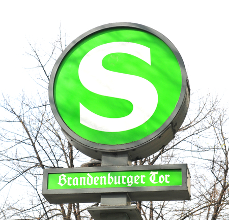 BERLIN, GERMANY, MARCH 30, 2014 Detail of metro sign in Berlin, Germanyのeditorial素材