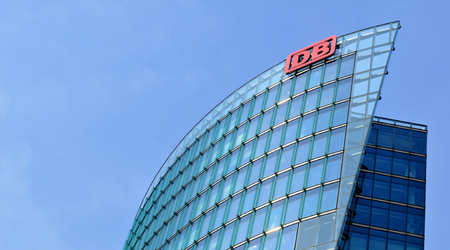 Modern architecture of the Deutsche Bahn in Berlin overlooking the river Spreeのeditorial素材