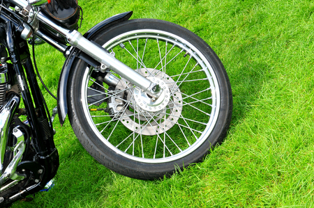 NOTTINGHAM, UK. JUNE 1, 2014: Retro motorcycle displayed at the vintage motor show in Nottingham, England.のeditorial素材